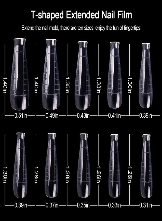 EBANKU 100 T Shape Gel Nail Mold Kit with Dual Acrylic Nail Extension Tools & Accessories - Image 2